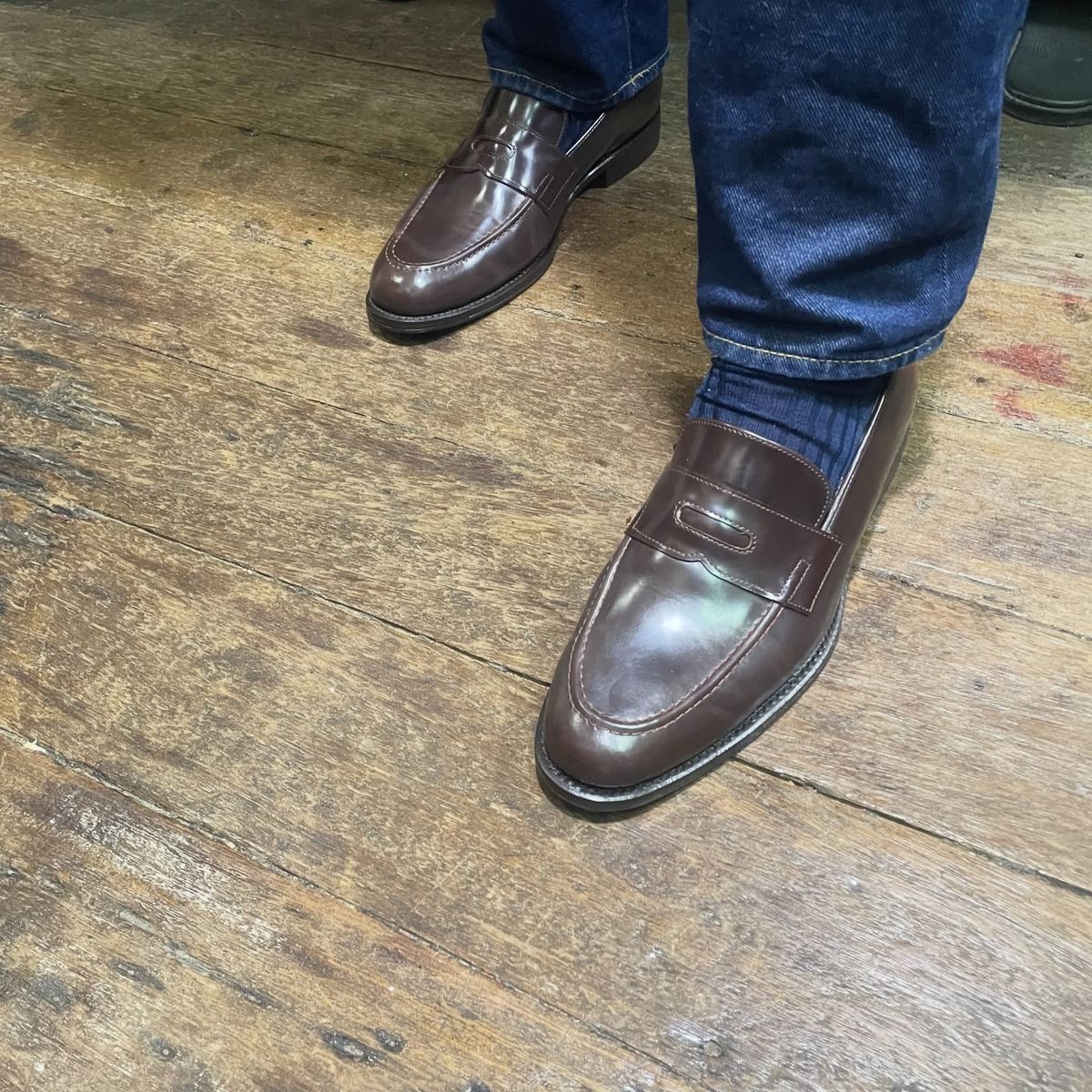 Brown penny loafer in daily wear